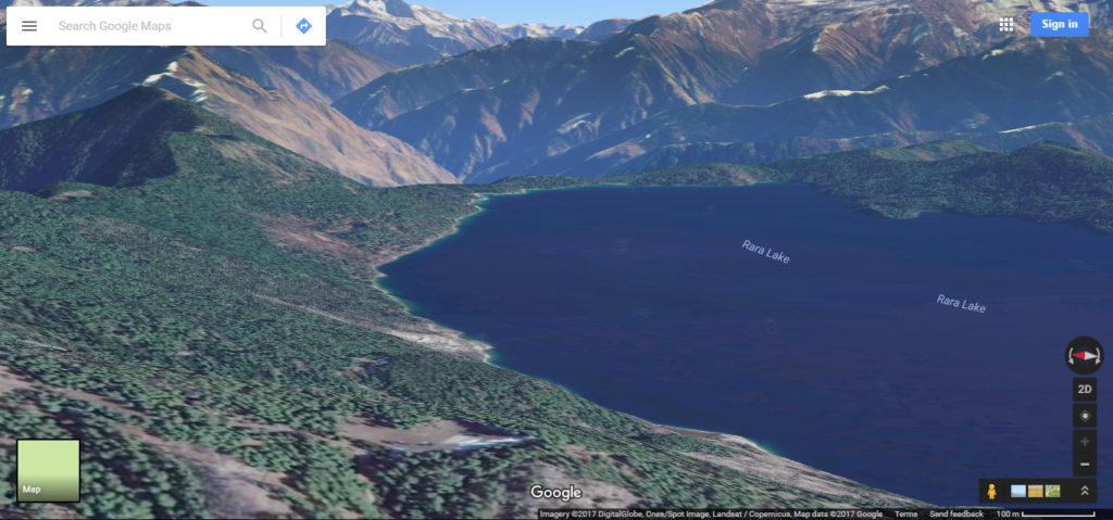 Mountain with a Lake via google maps