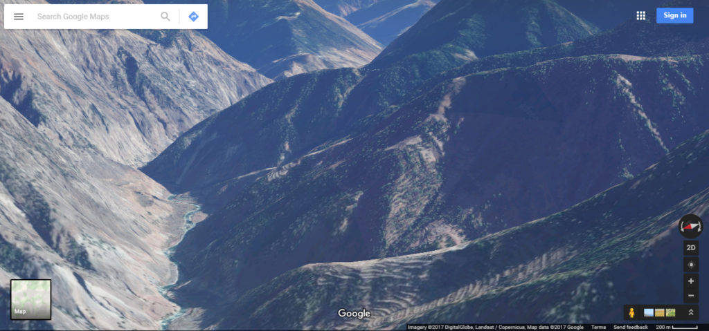 A picture of a Valley taken via google maps