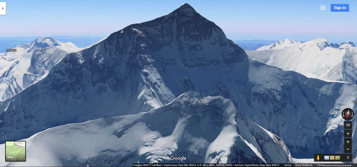 Mount Everest taken via Google Maps 3D View