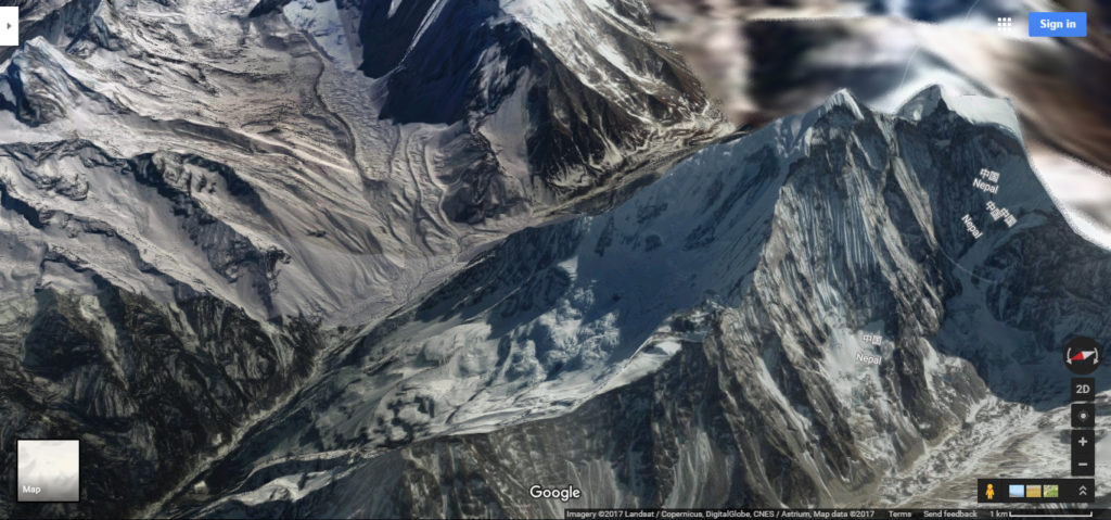 Mountains in Nepal via Google Maps