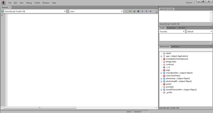 Screenshot of ExtendedScript Toolkit start screen