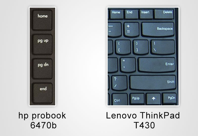Layout of “Home”, “Page Up”, “Page Down” and “End” - HP vs Lenovo